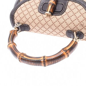 Gucci Bamboo Leather Tan Beige Bag Calf Handbag Canvas